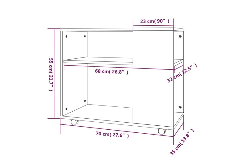 Soffbord rökfärgad ek 70x35x55 cm konstruerat trä - Brun - Soffbord - Bord