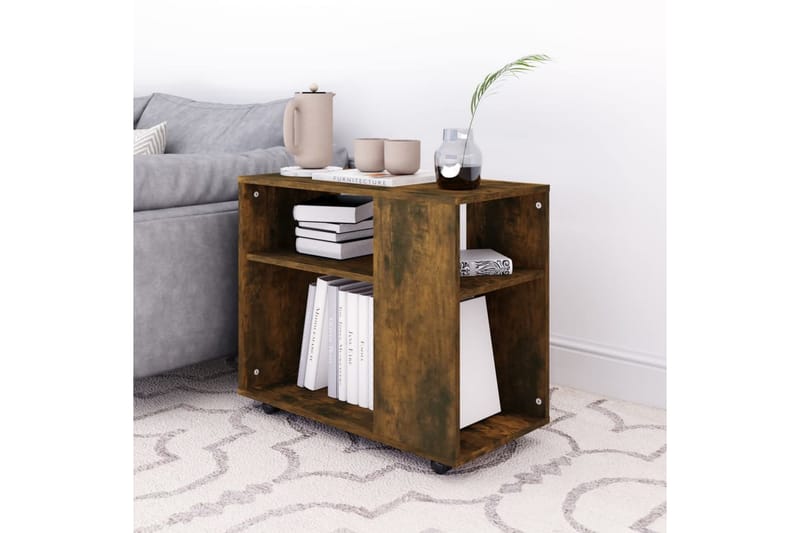 Soffbord rökfärgad ek 70x35x55 cm konstruerat trä - Brun - Möbler - Bord