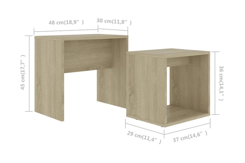 Soffbord set sonoma-ek 48x30x45 cm spånskiva - Brun - Bord - Satsbord