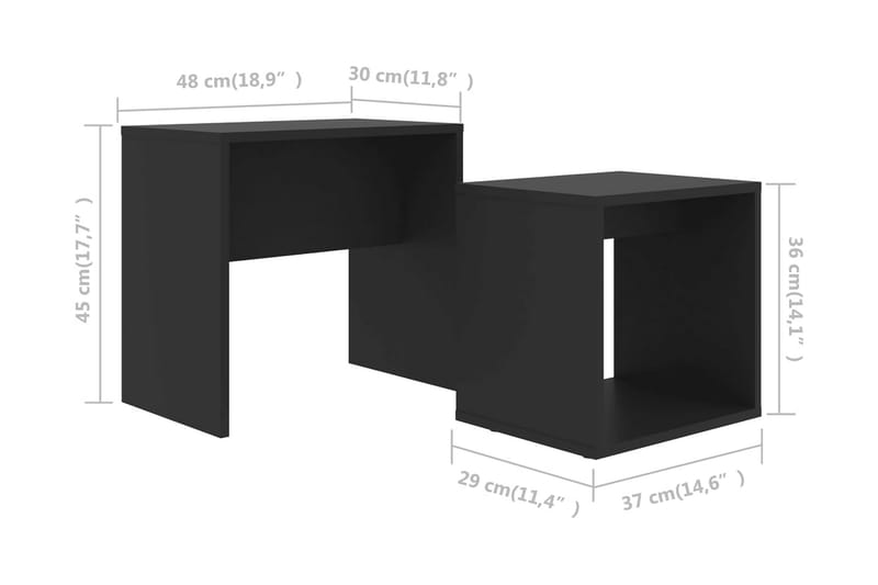 Soffbord set svart 48x30x45 cm spånskiva - Svart - Bord - Satsbord