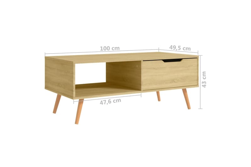 Soffbord sonoma-ek 100x49,5x43 cm spånskiva - Brun - Soffbord - Bord