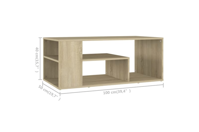 Soffbord sonoma-ek 100x50x40 cm spånskiva - Brun - Möbler - Bord