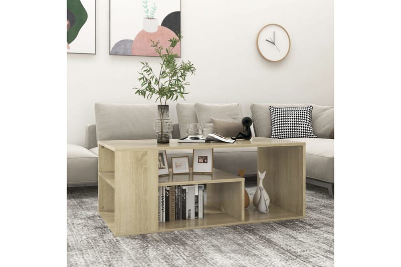 Soffbord sonoma-ek 100x50x40 cm spånskiva - Brun - Möbler - Bord