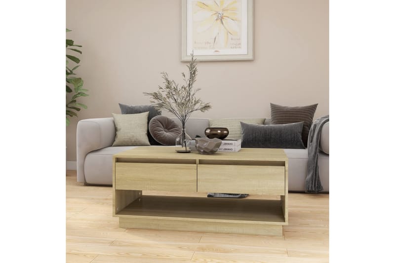 Soffbord sonoma-ek 102,5x55x44 cm spånskiva - Brun - Möbler - Bord