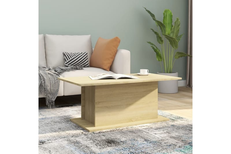 Soffbord sonoma-ek 102x55,5x40 cm spånskiva - Beige - Möbler - Bord