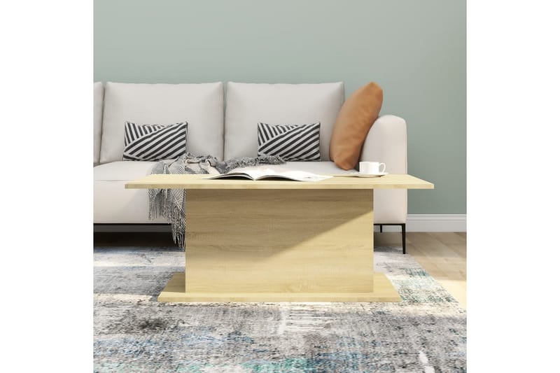 Soffbord sonoma-ek 102x55,5x40 cm spånskiva - Beige - Möbler - Bord