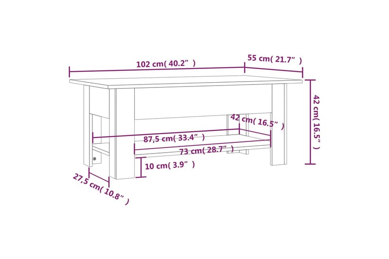 Soffbord sonoma-ek 102x55x42 cm spånskiva - Brun - Soffbord - Bord