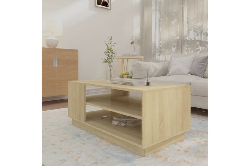 Soffbord sonoma-ek 102x55x43 cm spånskiva - Brun - Möbler - Bord