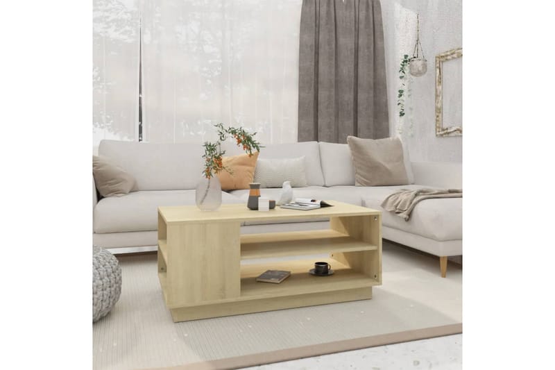 Soffbord sonoma-ek 102x55x43 cm spånskiva - Brun - Möbler - Bord