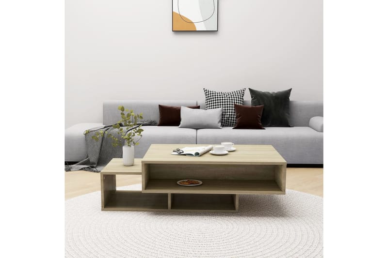 Soffbord sonoma-ek 105x55x32 cm spånskiva - Brun - Möbler - Bord