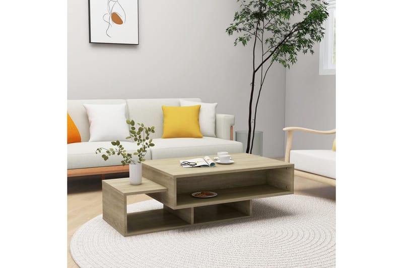 Soffbord sonoma-ek 105x55x32 cm spånskiva - Brun - Möbler - Bord