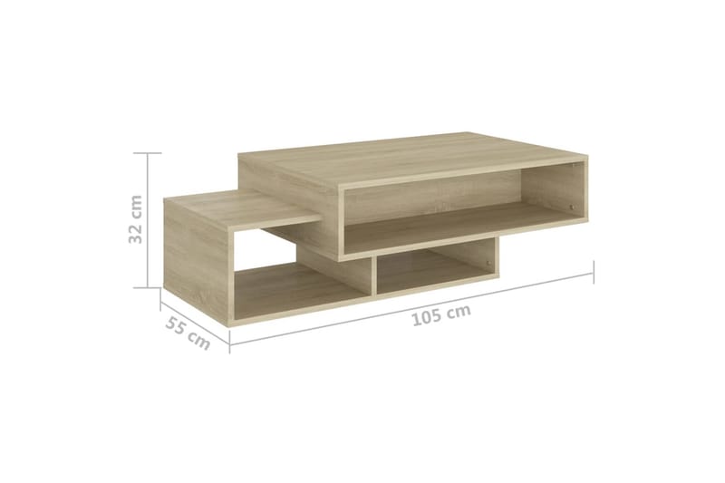 Soffbord sonoma-ek 105x55x32 cm spånskiva - Brun - Möbler - Bord