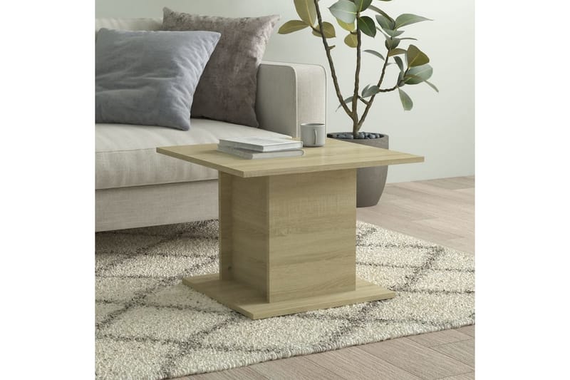 Soffbord sonoma-ek 55,5x55,5x40 cm spånskiva - Beige - Möbler - Bord