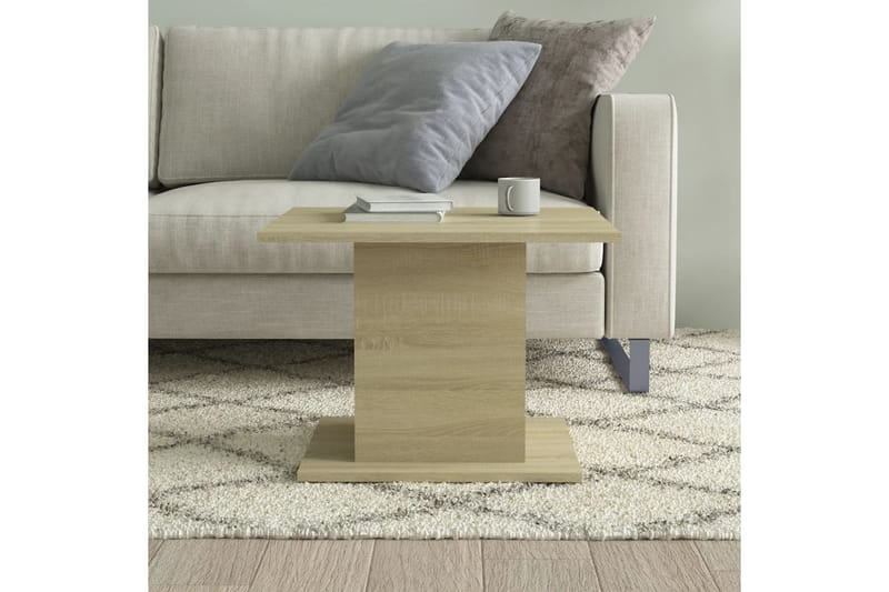 Soffbord sonoma-ek 55,5x55,5x40 cm spånskiva - Beige - Möbler - Bord