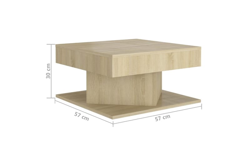 Soffbord sonoma-ek 57x57x30 cm spånskiva - Brun - Möbler - Bord