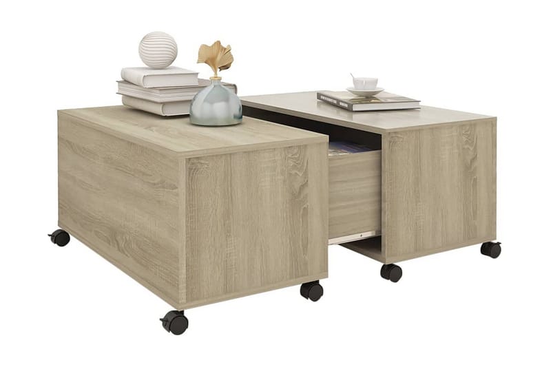 Soffbord sonoma-ek 75x75x38 cm spånskiva - Brun - Möbler - Bord
