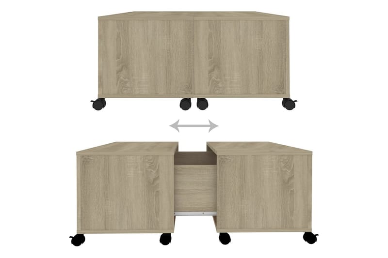 Soffbord sonoma-ek 75x75x38 cm spånskiva - Brun - Möbler - Bord
