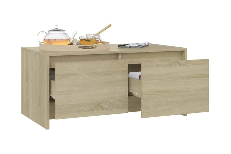 Soffbord sonoma-ek 90x50x41,5 cm spånskiva - Beige - Möbler - Bord