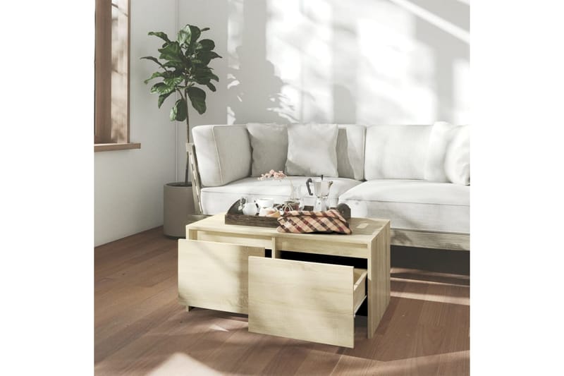Soffbord sonoma-ek 90x50x41,5 cm spånskiva - Beige - Möbler - Bord