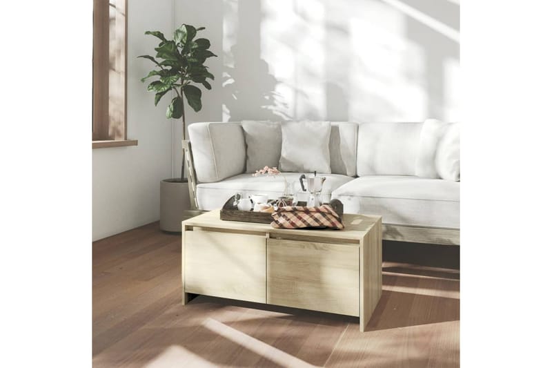Soffbord sonoma-ek 90x50x41,5 cm spånskiva - Beige - Möbler - Bord