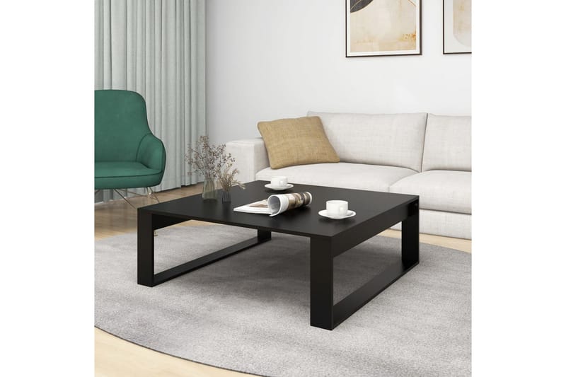 Soffbord svart 100x100x35 cm spånskiva - Svart - Möbler - Bord