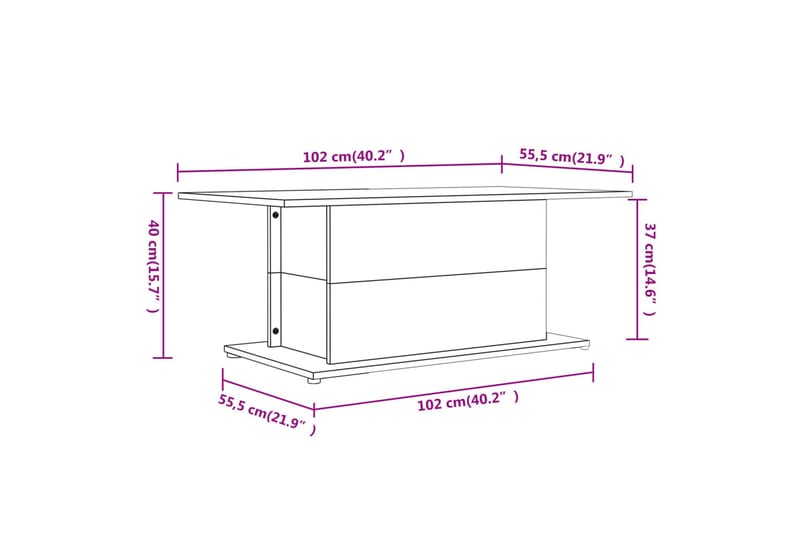 Soffbord svart 102x55,5x40 cm spånskiva - Svart - Soffbord - Bord