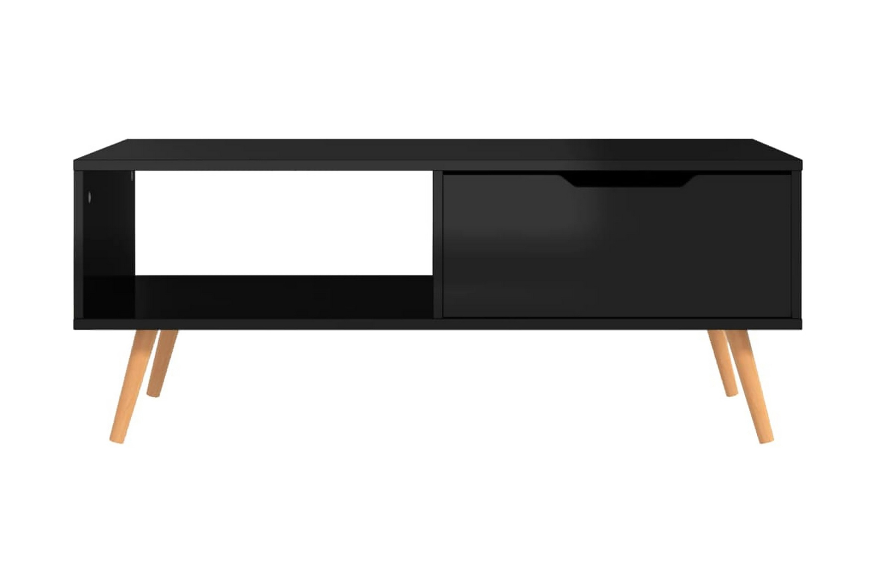 Soffbord svart högglansig 100×49,5×43 cm spånskiva – Svart