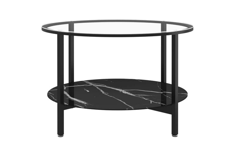 Soffbord svart och svart marmor 70 cm härdat glas - Svart - Soffbord - Bord