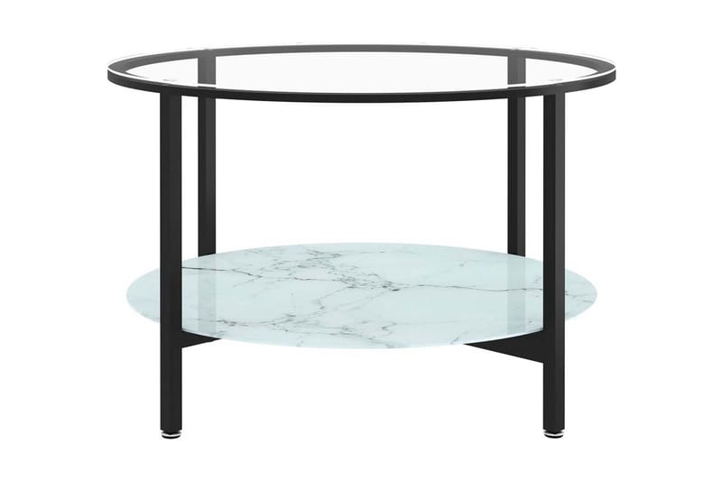 Soffbord svart och vit marmor 70 cm härdat glas - Svart - Soffbord - Bord