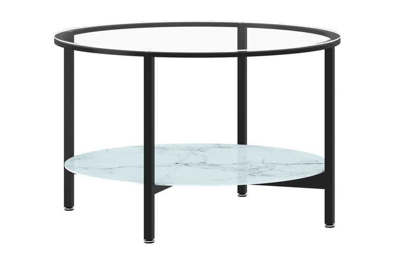 Soffbord svart och vit marmor 70 cm härdat glas - Svart - Möbler - Bord