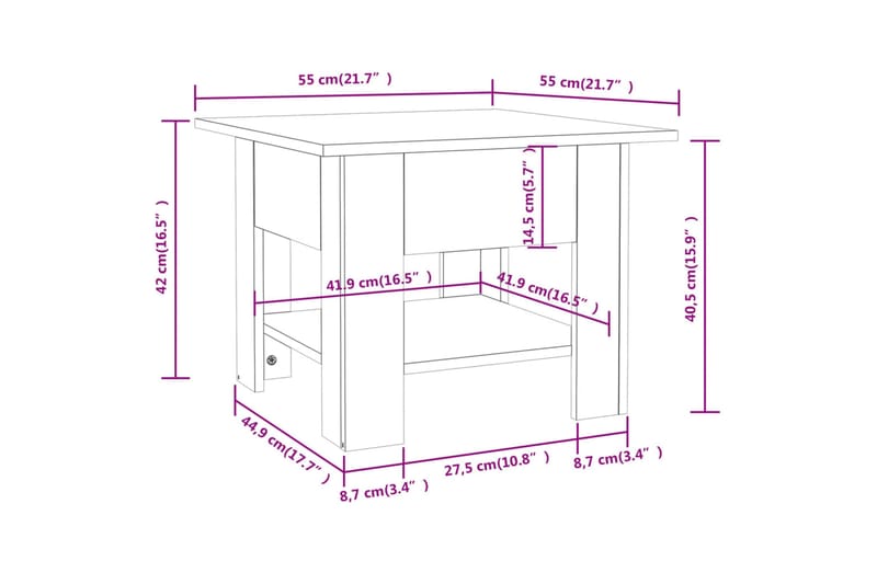 Soffbord vit 55x55x42 cm spånskiva - Vit - Soffbord - Bord