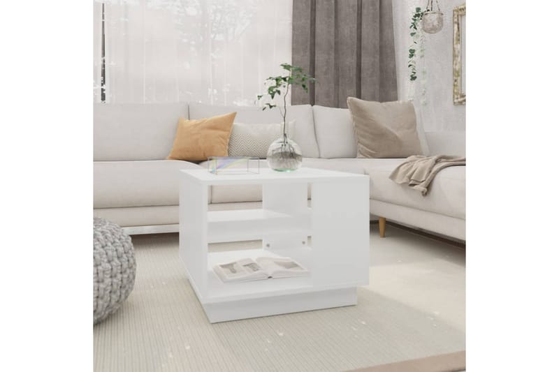 Soffbord vit 55x55x43 cm spånskiva - Vit - Möbler - Bord