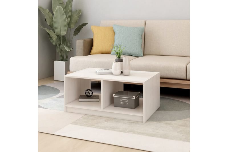 Soffbord vit 75x50x33,5 cm massiv furu - Vit - Möbler - Bord