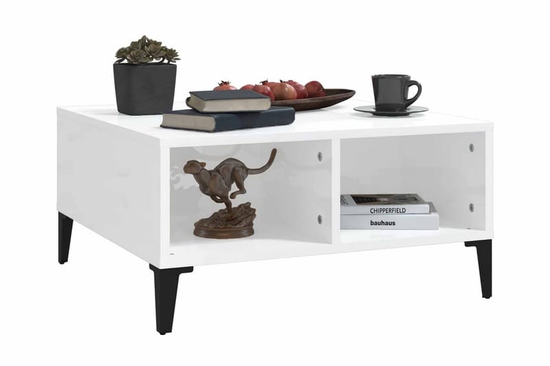 Soffbord vit högglans 60x60x30 cm spånskiva - Vit - Möbler - Bord
