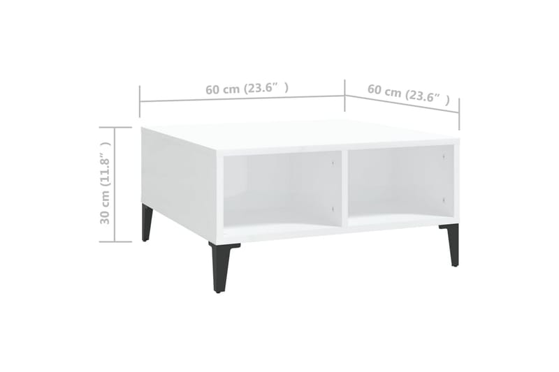 Soffbord vit högglans 60x60x30 cm spånskiva - Vit - Möbler - Bord