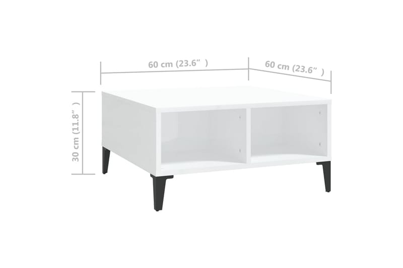 Soffbord vit högglans 60x60x30 cm spånskiva - Vit - Bord - Soffbord