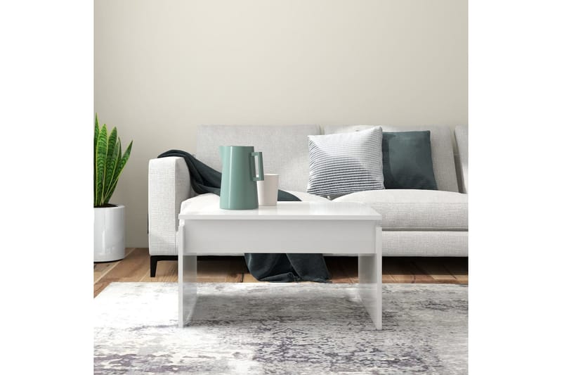 Soffbord vit högglans 68x50x38 cm spånskiva - Vit - Möbler - Bord