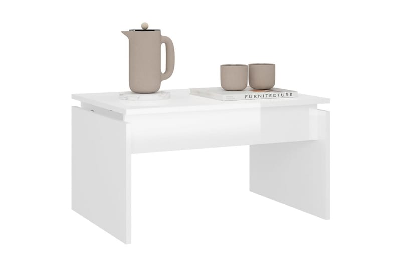 Soffbord vit högglans 68x50x38 cm spånskiva - Vit - Möbler - Bord