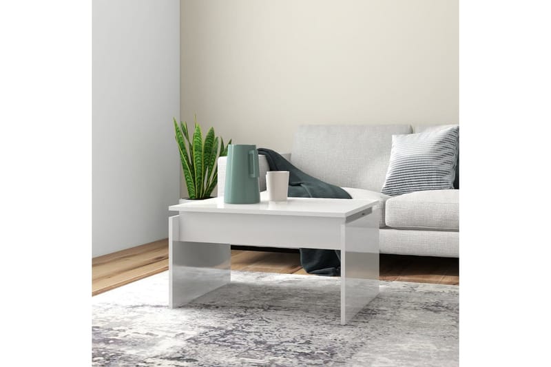 Soffbord vit högglans 68x50x38 cm spånskiva - Vit - Möbler - Bord