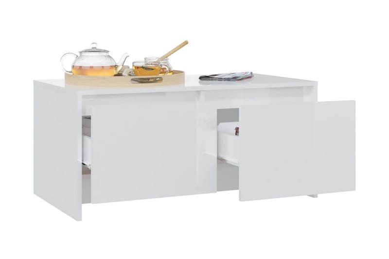 Soffbord vit högglans 90x50x41,5 cm spånskiva - Vit - Möbler - Bord
