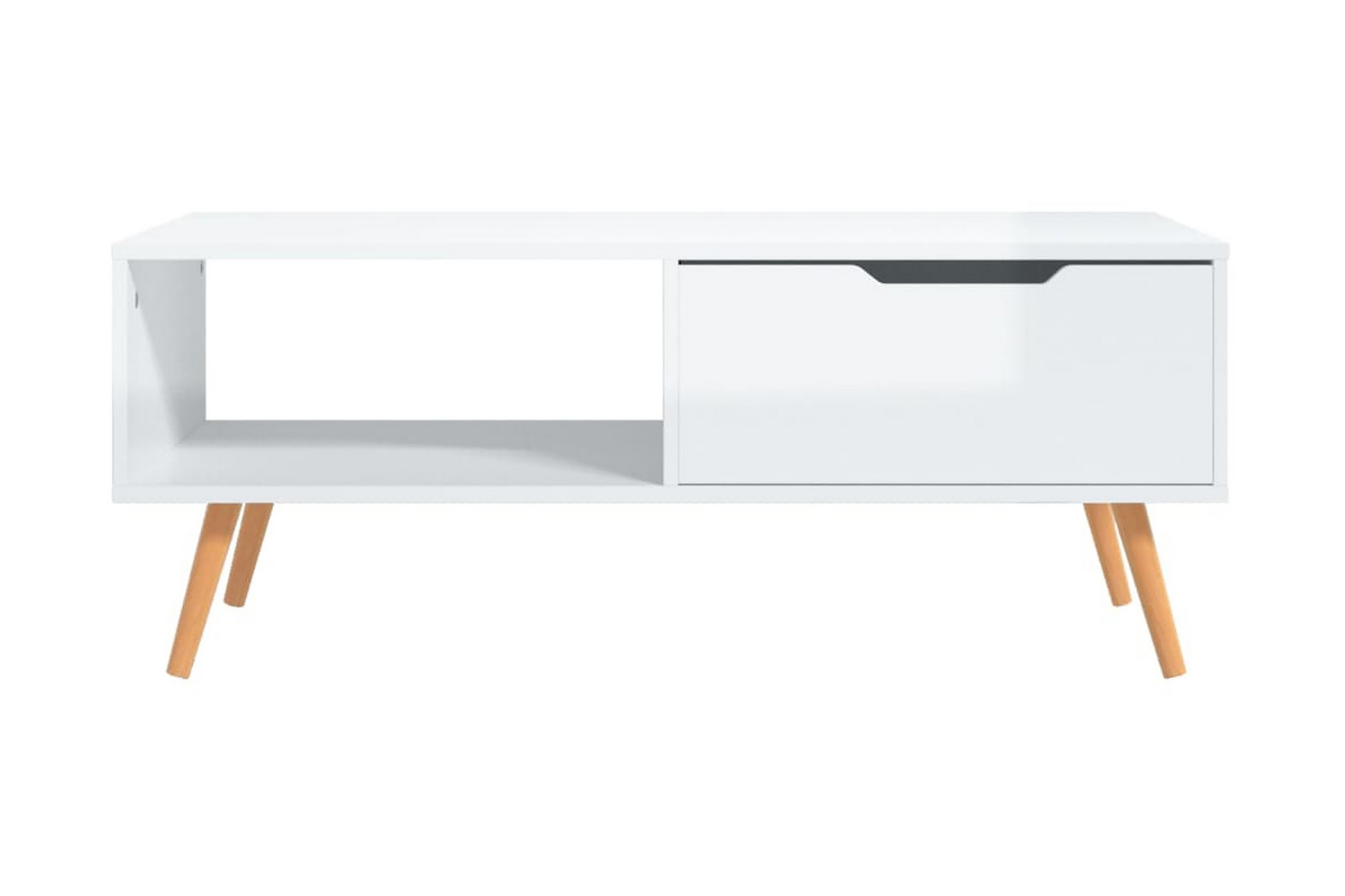 Soffbord vit högglansig 100×49,5×43 cm spånskiva – Vit