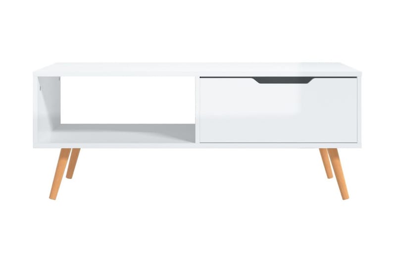 Soffbord vit högglansig 100x49,5x43 cm spånskiva - Vit - Soffbord - Bord