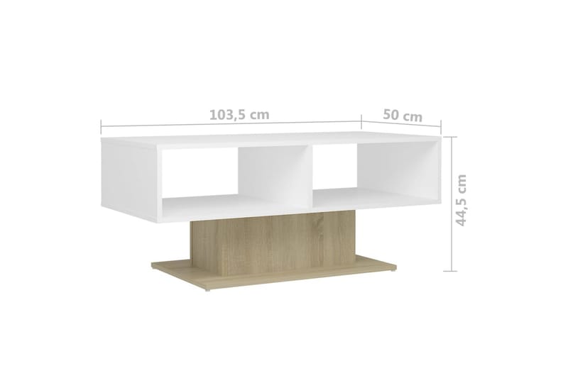 Soffbord vit och sonoma-ek 103,5x50x44,5 cm spånskiva - Vit - Soffbord - Bord
