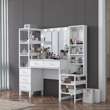 Sondal Sminkbord 145x141,8x40 cm - Vit - Möbler - Bord