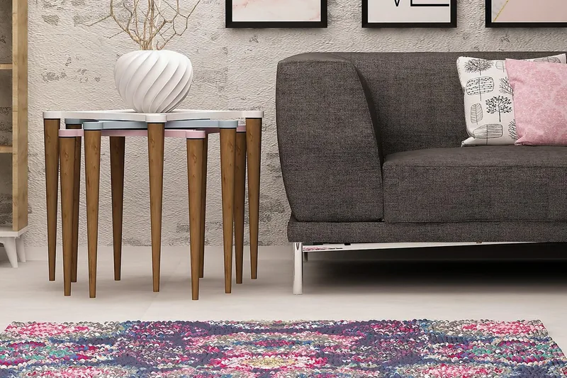 Springtime Satsbord 50 cm 3 Bord - Vit/Rosa/Blå - Möbler - Bord