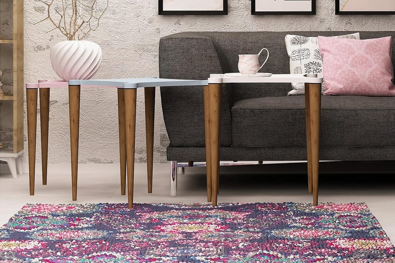 Springtime Satsbord 50 cm 3 Bord - Vit/Rosa/Blå - Möbler - Bord