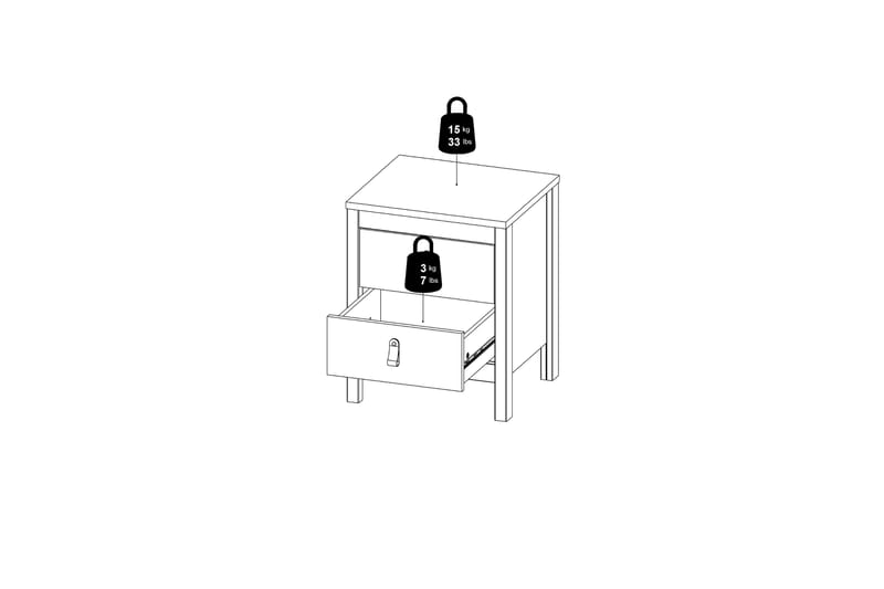 STOLFERS Sängbord 44 cm Vit - Sängbord - Bord