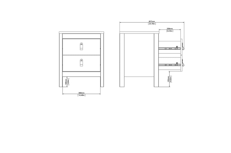 STOLFERS Sängbord 44 cm Vit - Sängbord - Bord