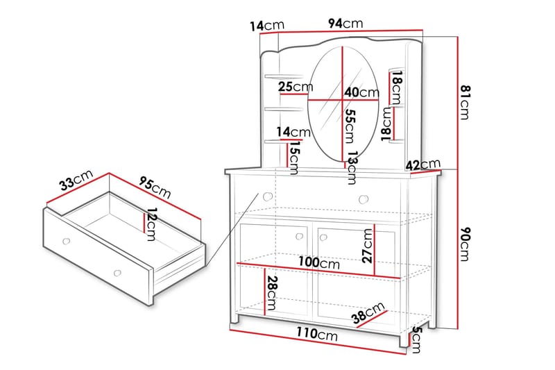 Storys Sminkbord 110x42 cm - Vit - Möbler - Bord