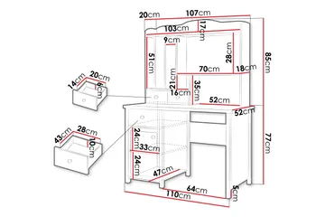 Storys Sminkbord 110x52 cm - Vit - Möbler - Bord